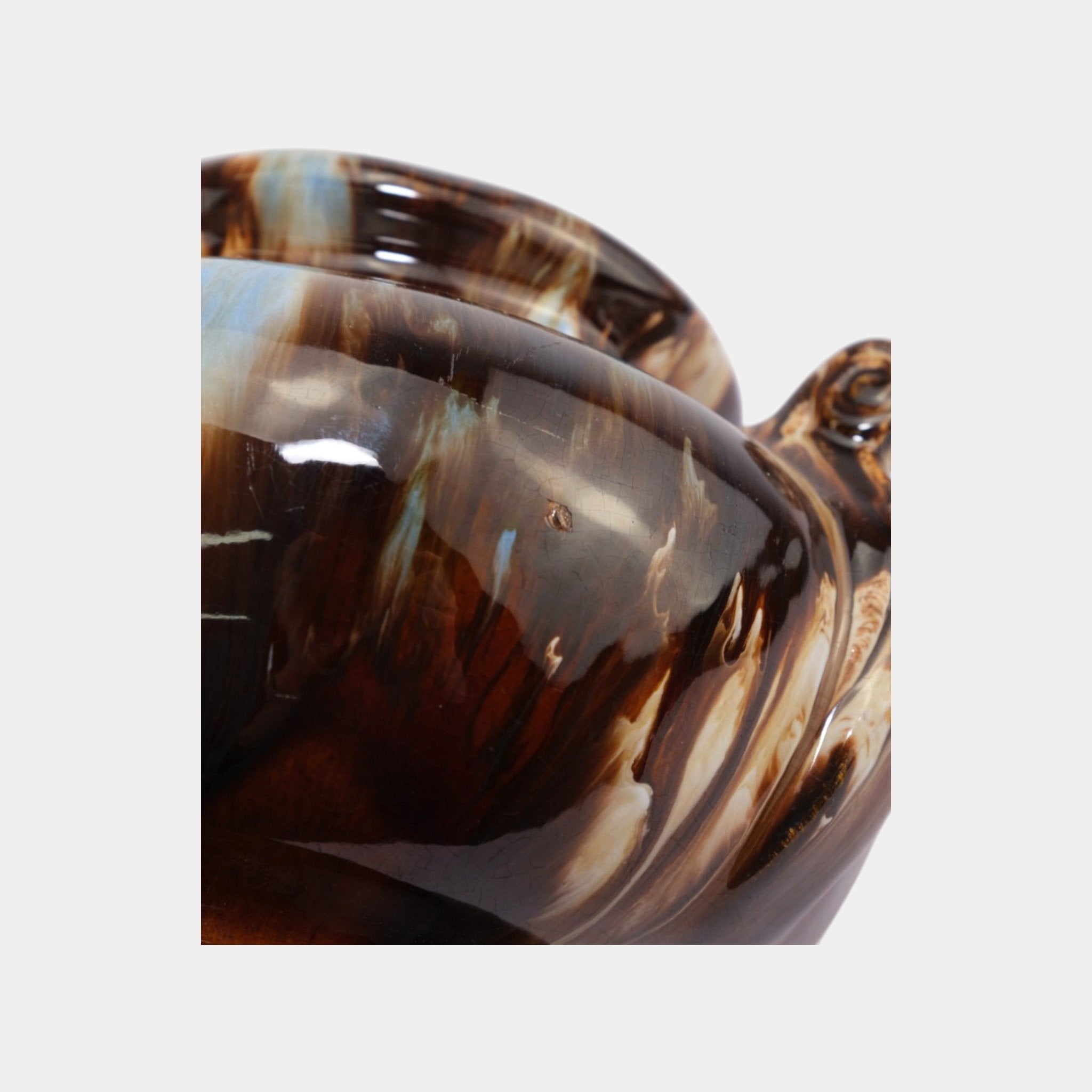 Brush McCoy 1930s Vintage Art Deco Pottery Brown Blue Onyx Glaze