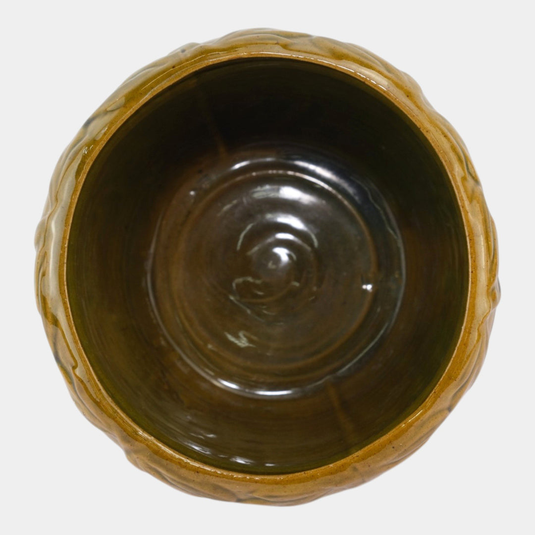 Weller Blended Majolica 1900s Art Pottery Brown Green Ceramic Jardiniere - Just Art Pottery