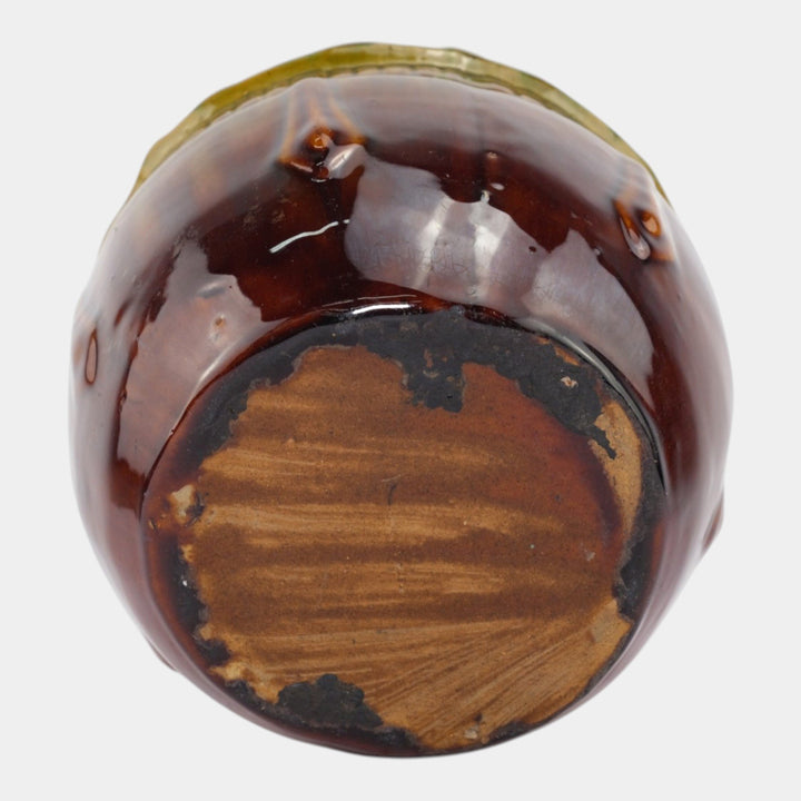 Weller Blended Majolica 1900s Art Pottery Brown Green Ceramic Jardiniere - Just Art Pottery