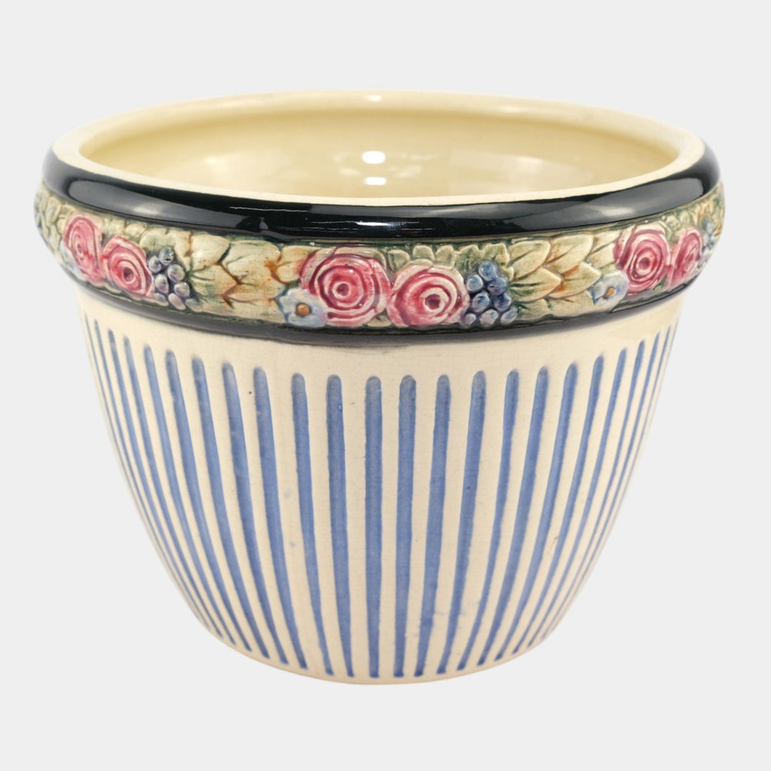 Weller Zona Eldora Chelsea 1920s Vintage Art Pottery Floral Jardiniere Planter - Just Art Pottery