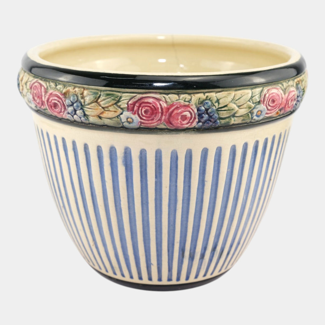 Weller Zona Eldora Chelsea 1920s Vintage Art Pottery Floral Jardiniere Planter - Just Art Pottery