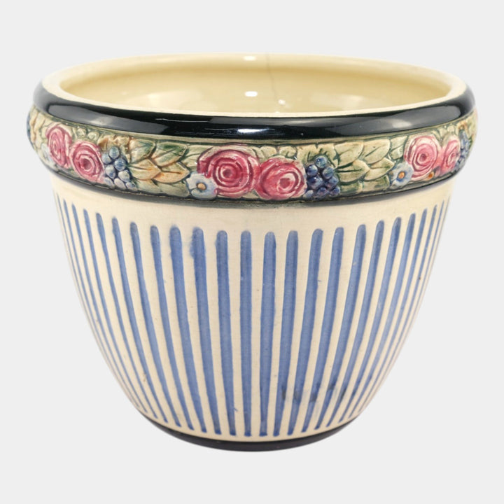 Weller Zona Eldora Chelsea 1920s Vintage Art Pottery Floral Jardiniere Planter - Just Art Pottery