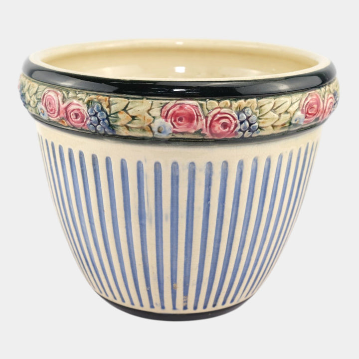 Weller Zona Eldora Chelsea 1920s Vintage Art Pottery Floral Jardiniere Planter - Just Art Pottery