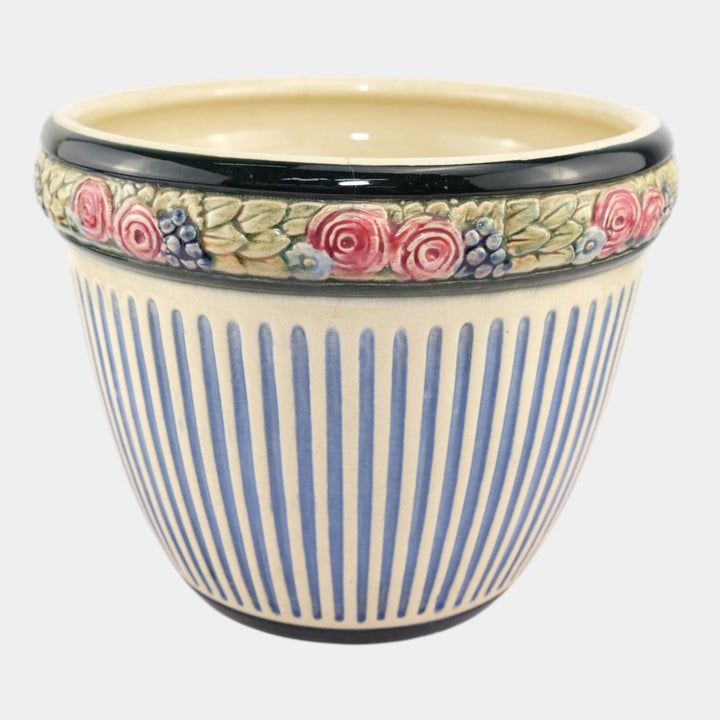 Weller Zona Eldora Chelsea 1920s Vintage Art Pottery Floral Jardiniere Planter - Just Art Pottery