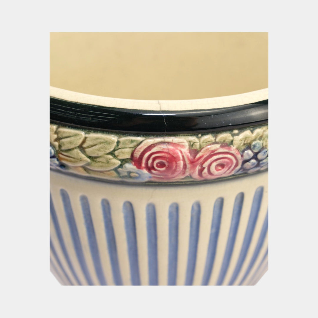 Weller Zona Eldora Chelsea 1920s Vintage Art Pottery Floral Jardiniere Planter - Just Art Pottery