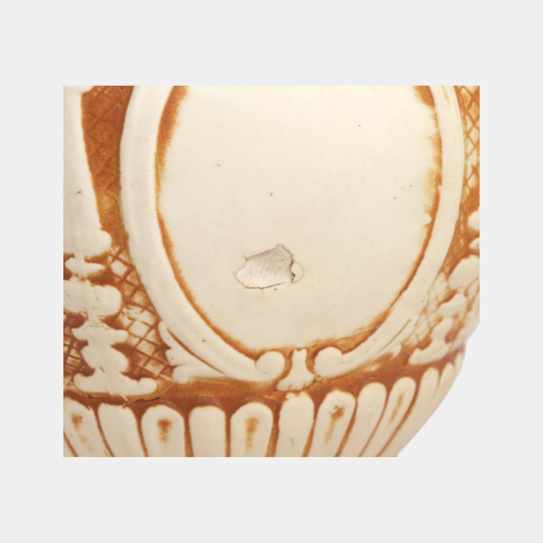 Weller Clinton Ivory 1914 Vintage Art Pottery Floral Ceramic Jardiniere Planter - Just Art Pottery