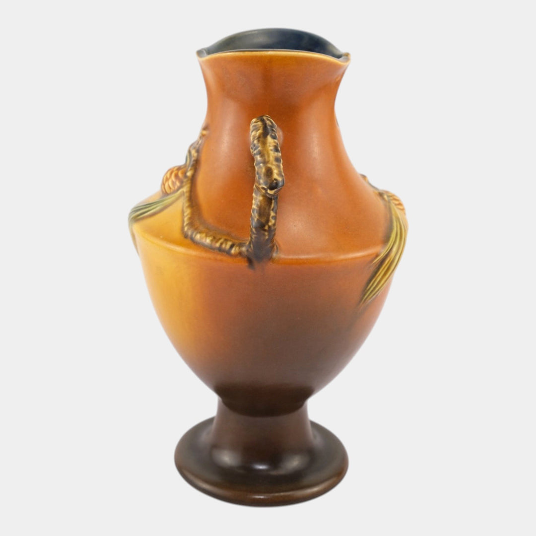 Roseville Pine Cone Brown 1940 Vintage Art Pottery Ceramic Vase 848-10 - Just Art Pottery