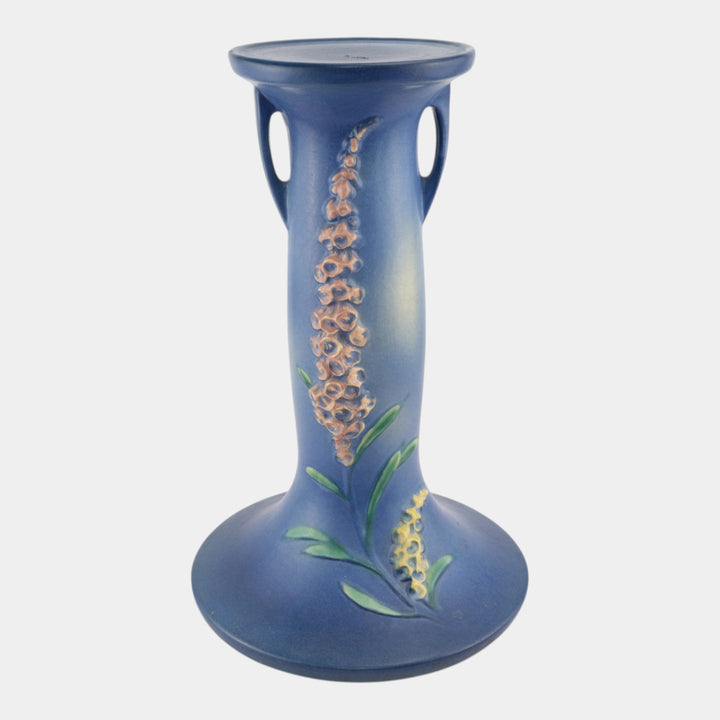 Roseville Foxglove Blue 1942 Vintage Art Deco Ceramic Pedestal 659-8 - Just Art Pottery