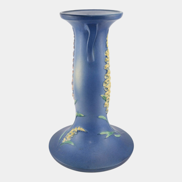 Roseville Foxglove Blue 1942 Vintage Art Deco Ceramic Pedestal 659-8 - Just Art Pottery