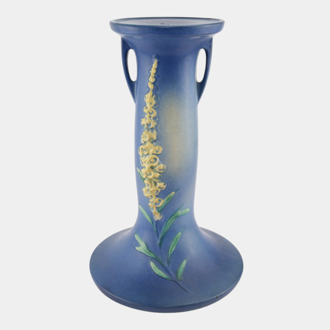 Roseville Foxglove Blue 1942 Vintage Art Deco Ceramic Pedestal 659-8 - Just Art Pottery