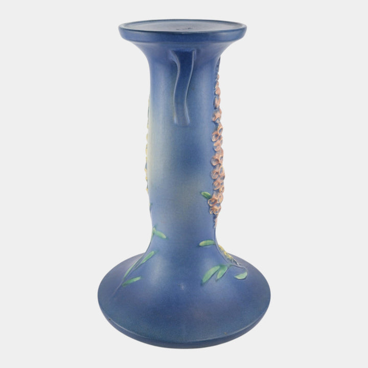 Roseville Foxglove Blue 1942 Vintage Art Deco Ceramic Pedestal 659-8 - Just Art Pottery