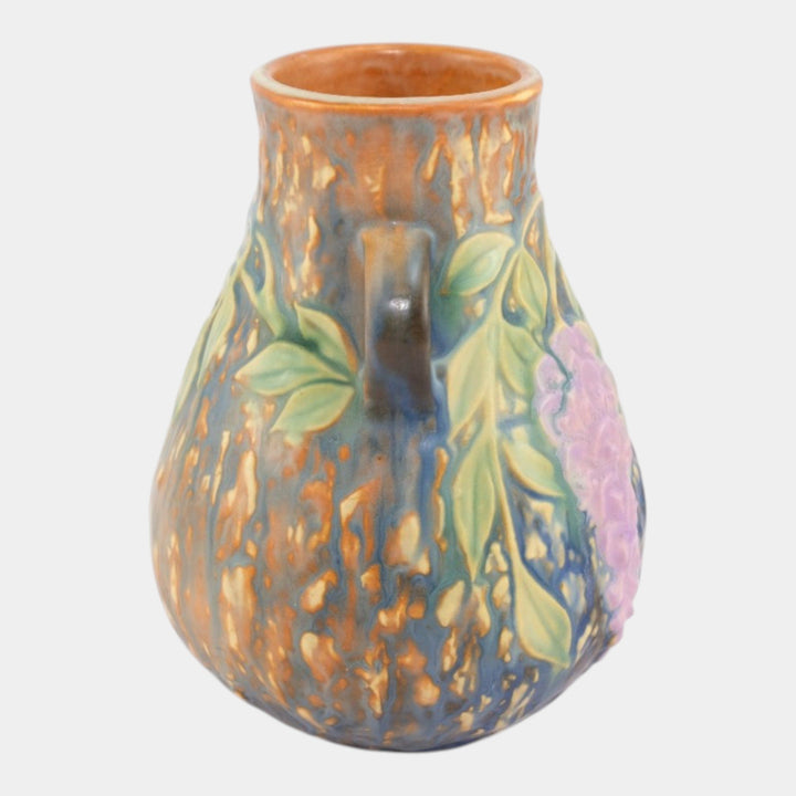 Roseville Wisteria Blue 1933 Vintage Arts and Crafts Pottery Ceramic Vase 631-6 - Just Art Pottery