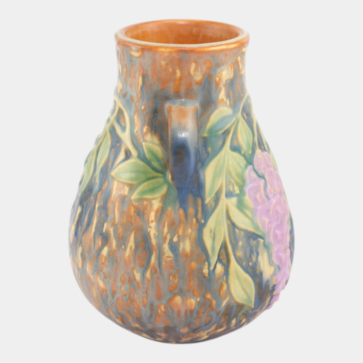 Roseville Wisteria Blue 1933 Vintage Arts and Crafts Pottery Ceramic Vase 631-6 - Just Art Pottery