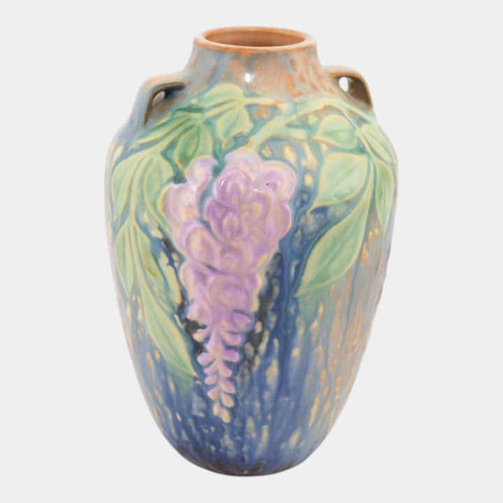 Roseville Wisteria Blue 1933 Vintage Art Deco Pottery Ceramic Vase 630-6 - Just Art Pottery