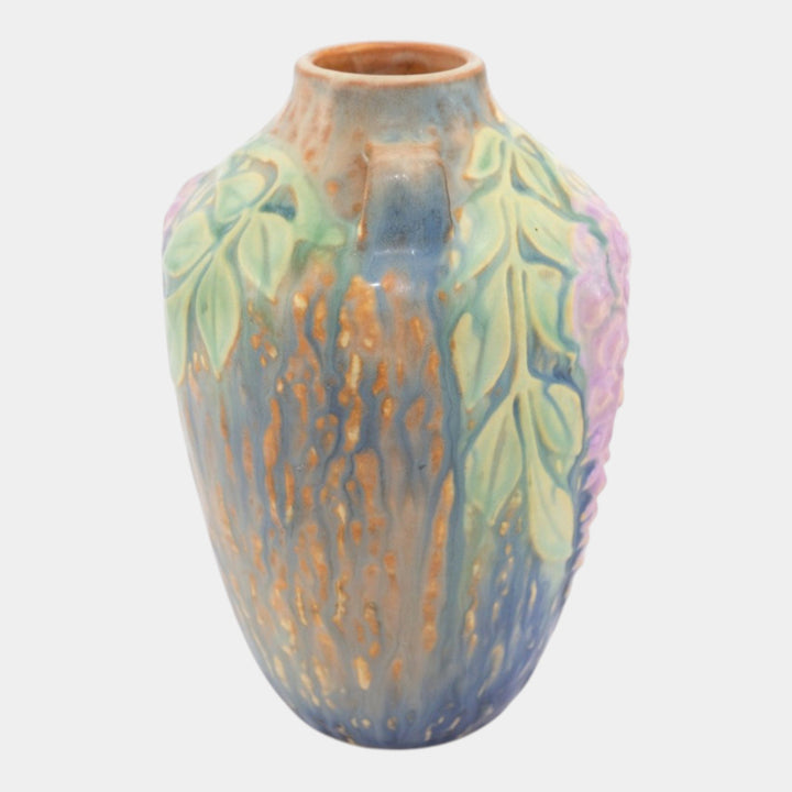 Roseville Wisteria Blue 1933 Vintage Art Deco Pottery Ceramic Vase 630-6 - Just Art Pottery