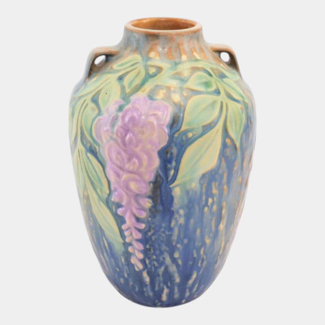 Roseville Wisteria Blue 1933 Vintage Art Deco Pottery Ceramic Vase 630-6 - Just Art Pottery