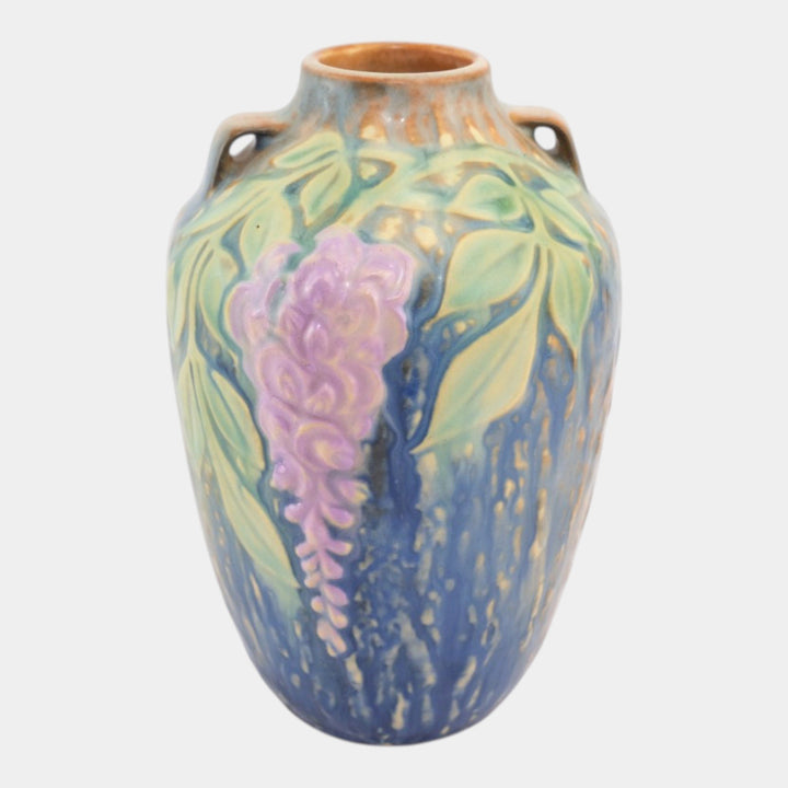 Roseville Wisteria Blue 1933 Vintage Art Deco Pottery Ceramic Vase 630-6 - Just Art Pottery