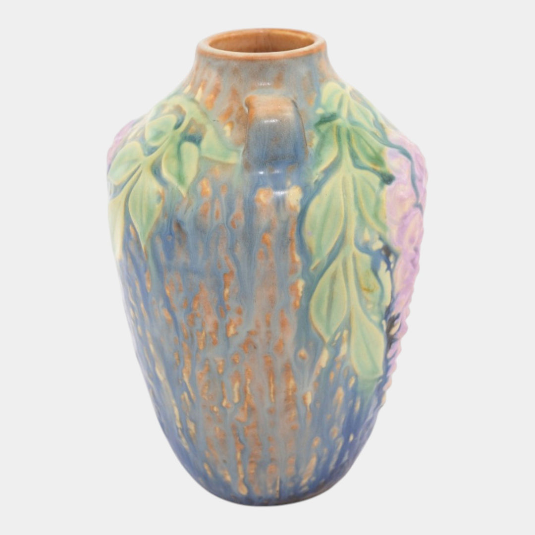 Roseville Wisteria Blue 1933 Vintage Art Deco Pottery Ceramic Vase 630-6 - Just Art Pottery