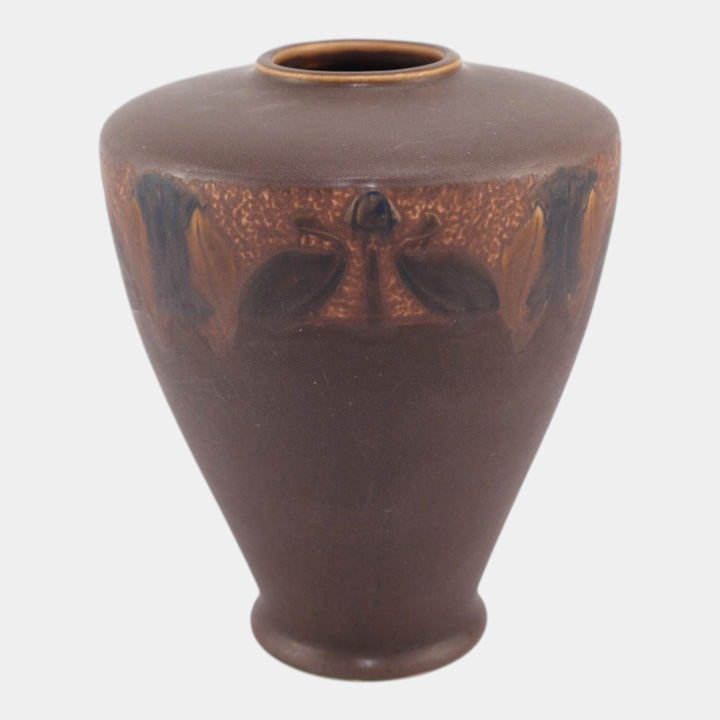 Roseville Victorian Art Brown 1925 Vintage Art Pottery Ceramic Flower Vase 258-7 - Just Art Pottery
