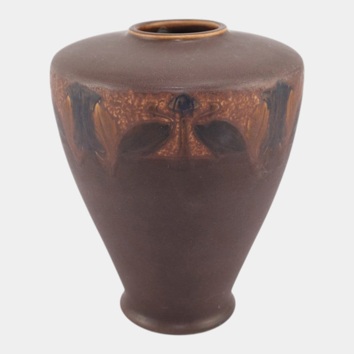 Roseville Victorian Art Brown 1925 Vintage Art Pottery Ceramic Flower Vase 258-7 - Just Art Pottery