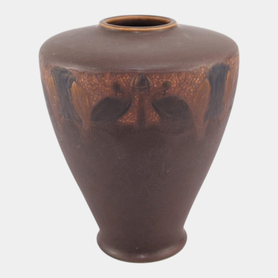 Roseville Victorian Art Brown 1925 Vintage Art Pottery Ceramic Flower Vase 258-7 - Just Art Pottery