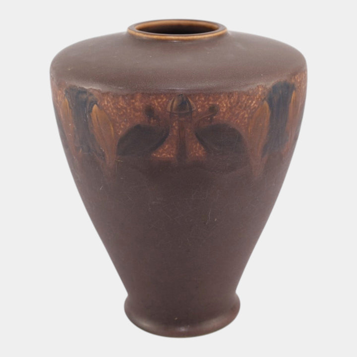 Roseville Victorian Art Brown 1925 Vintage Art Pottery Ceramic Flower Vase 258-7 - Just Art Pottery