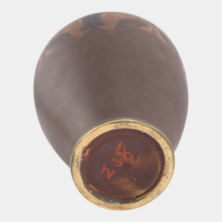 Roseville Victorian Art Brown 1925 Vintage Art Pottery Ceramic Flower Vase 258-7 - Just Art Pottery