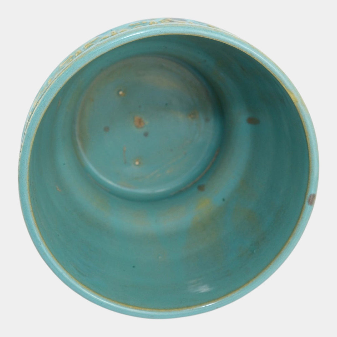 Hull Early Art Stoneware 1920s Vintage Pottery Ceramic Blue Stepped Jardiniere - Just Art Pottery