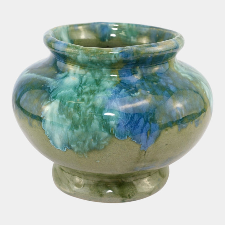 Brush McCoy 1930s Vintage Art Pottery Blue Green Blended Onyx Ceramic Vase - Just Art Pottery
