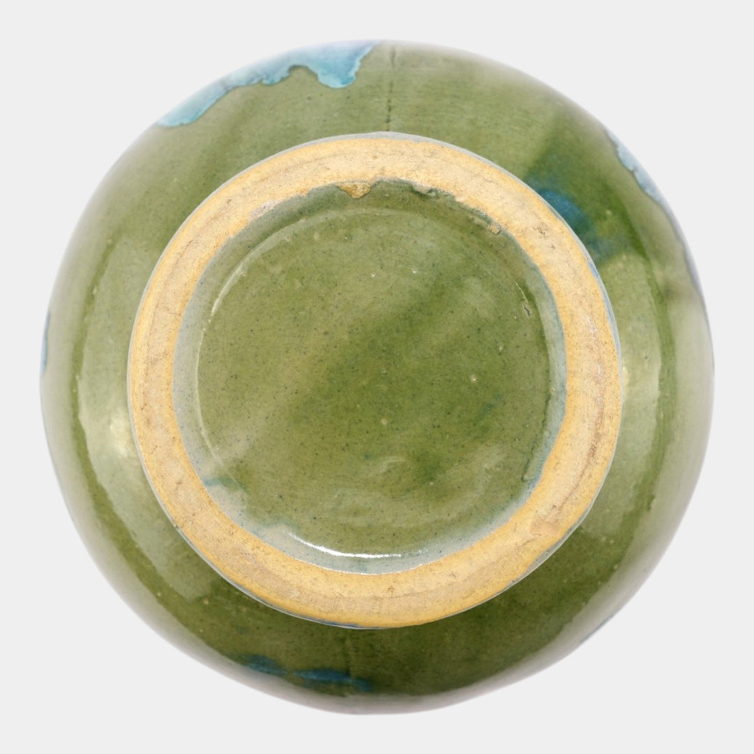 Brush McCoy 1930s Vintage Art Pottery Blue Green Blended Onyx Ceramic Vase - Just Art Pottery