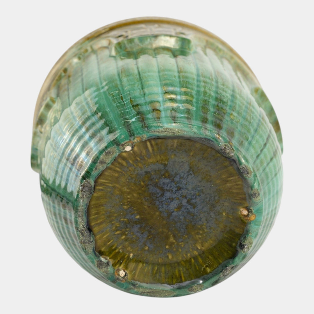 Brush McCoy 1920s Arts Pottery Green Brown Blended Majolica Jardiniere - Just Art Pottery