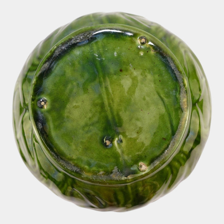 Brush McCoy 1900s Art Pottery Green Brown Blended Majolica Tulip Jardiniere - Just Art Pottery