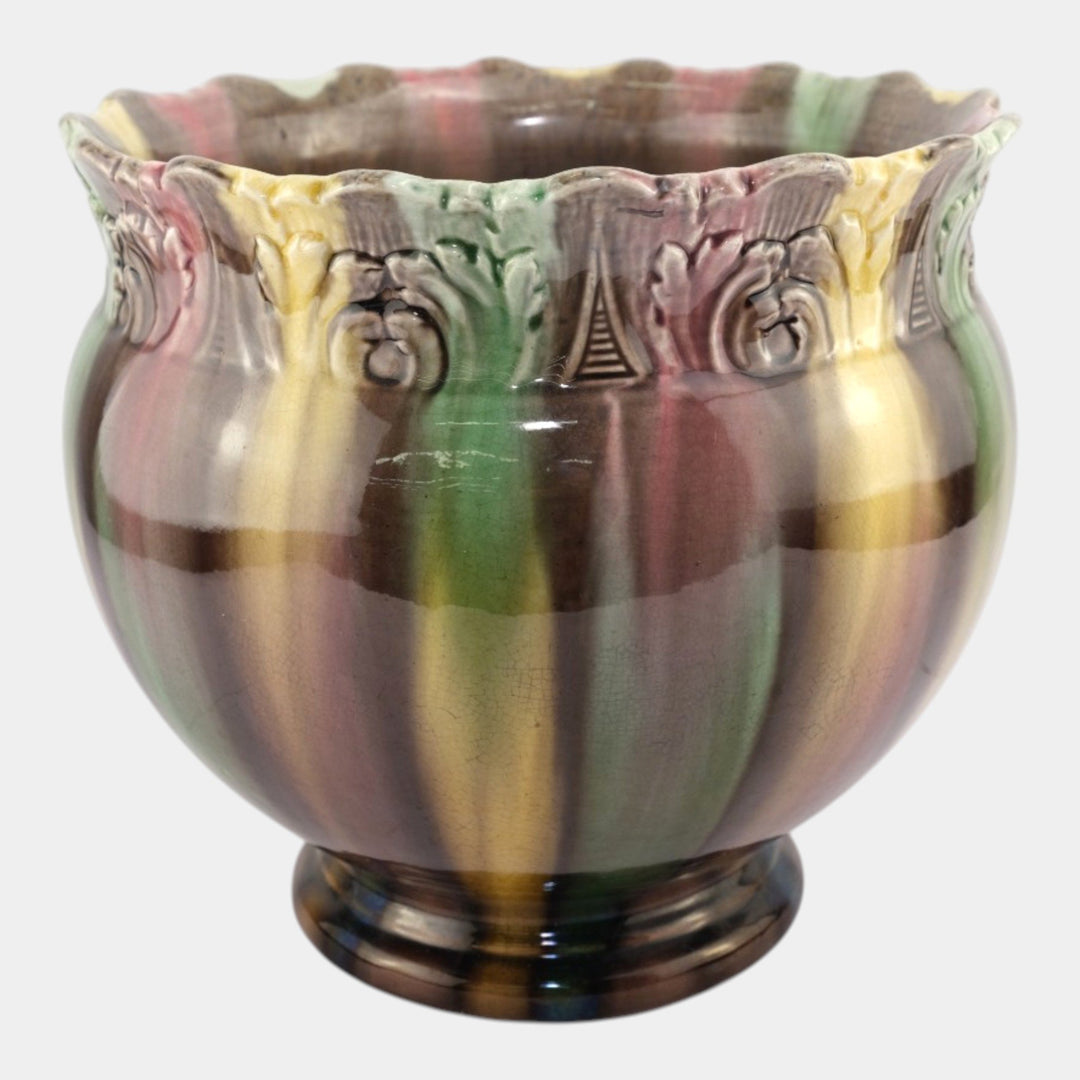 Roseville Vintage 1900s Art Pottery Blended Majolica Ceramic Jardiniere - Just Art Pottery