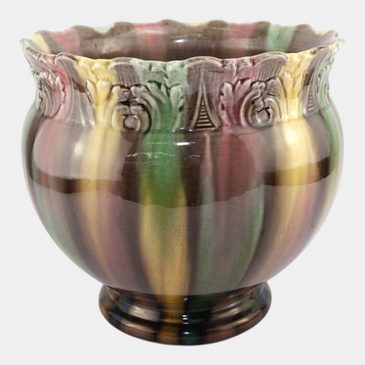Roseville Vintage 1900s Art Pottery Blended Majolica Ceramic Jardiniere - Just Art Pottery