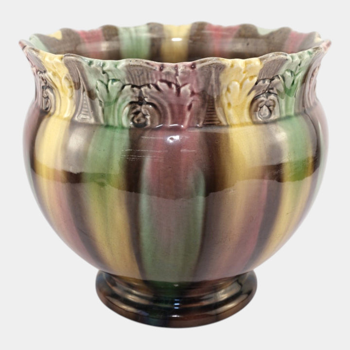Roseville Vintage 1900s Art Pottery Blended Majolica Ceramic Jardiniere - Just Art Pottery