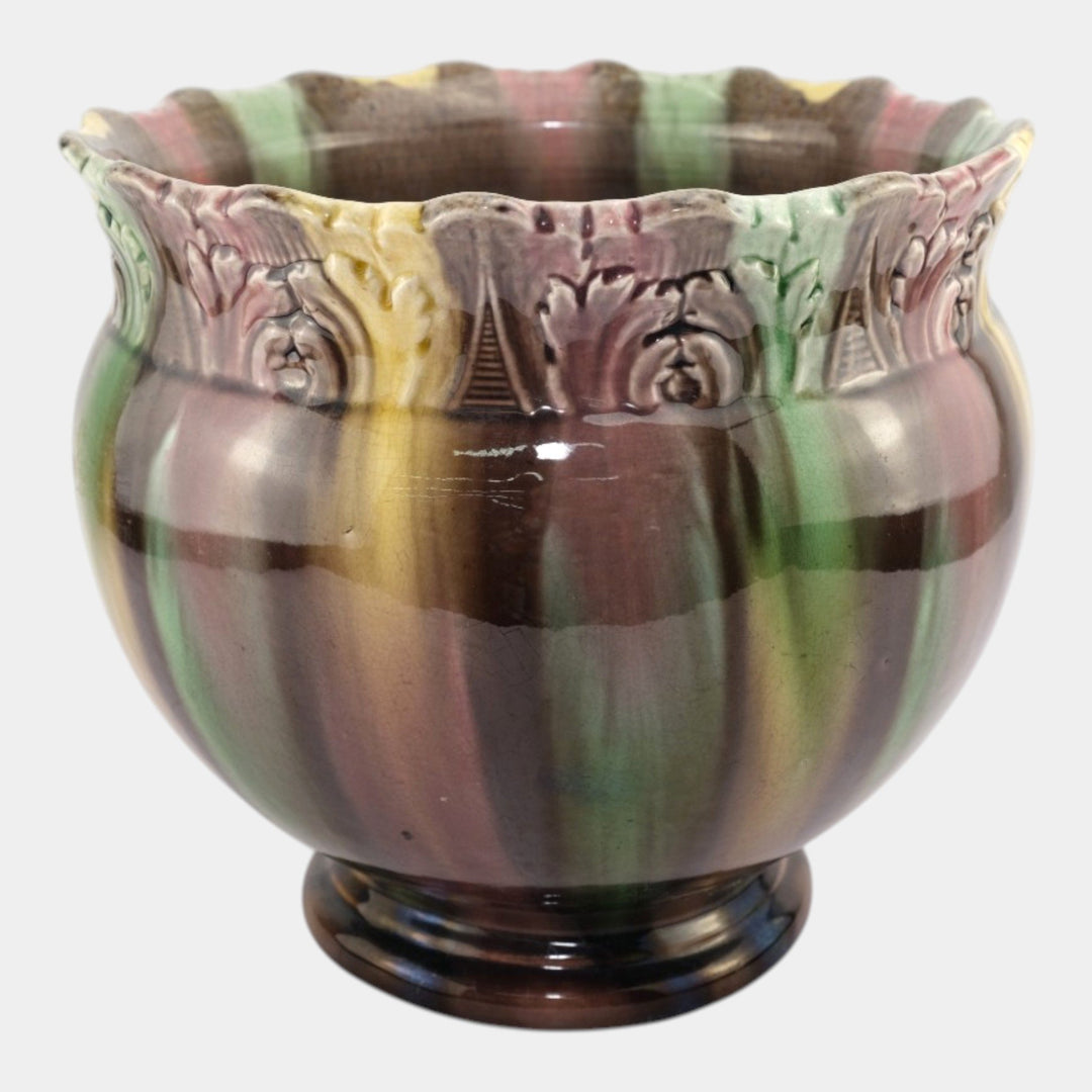 Roseville Vintage 1900s Art Pottery Blended Majolica Ceramic Jardiniere - Just Art Pottery