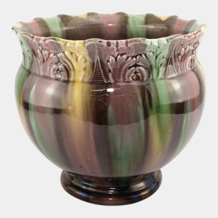 Roseville Vintage 1900s Art Pottery Blended Majolica Ceramic Jardiniere - Just Art Pottery