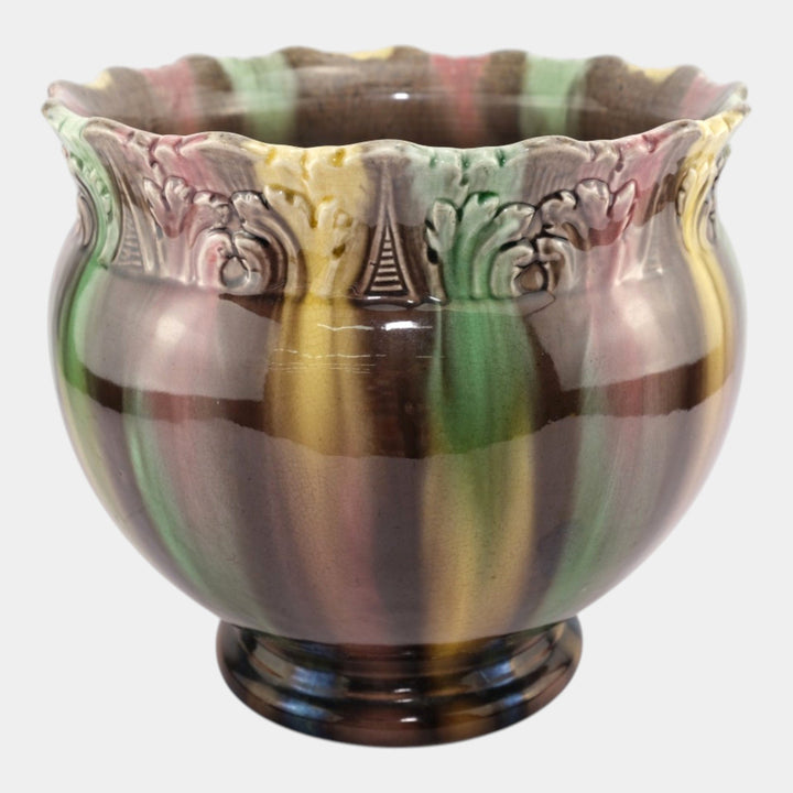 Roseville Vintage 1900s Art Pottery Blended Majolica Ceramic Jardiniere - Just Art Pottery