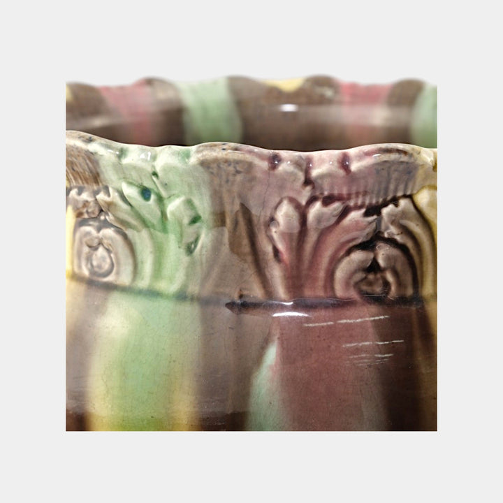 Roseville Vintage 1900s Art Pottery Blended Majolica Ceramic Jardiniere - Just Art Pottery