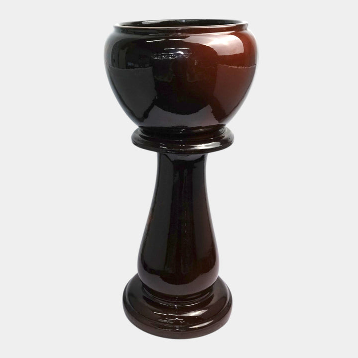 Weller Louwelsa 1900s Art Pottery Hand Painted Floral Jardiniere And Pedestal - Just Art Pottery