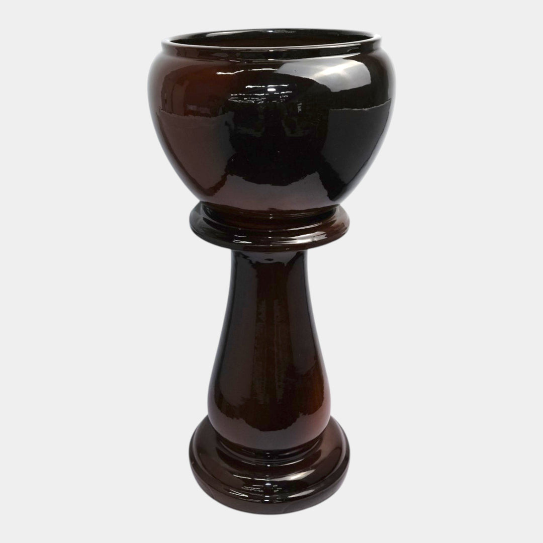 Weller Louwelsa 1900s Art Pottery Hand Painted Floral Jardiniere And Pedestal - Just Art Pottery