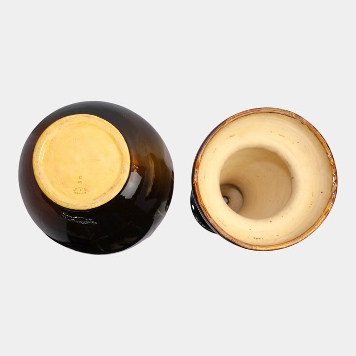 Weller Louwelsa 1900s Art Pottery Hand Painted Floral Jardiniere And Pedestal - Just Art Pottery