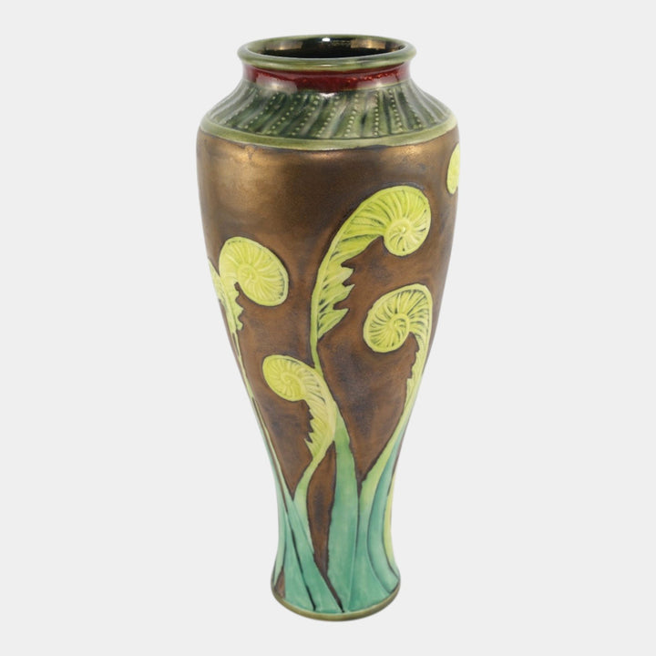 Calmwater Designs Stephanie Young Studio Art Pottery Brown Green Fiddlehead Vase - Just Art Pottery