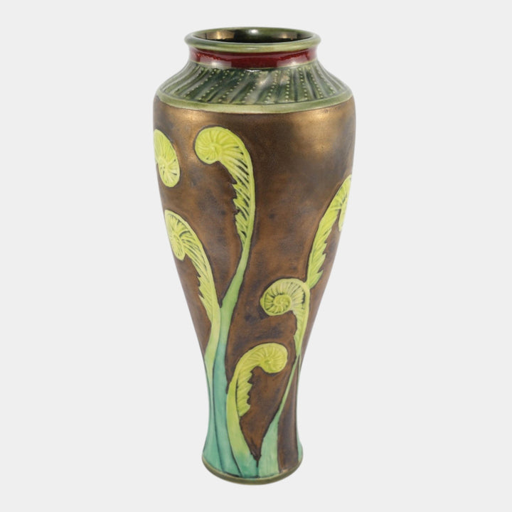 Calmwater Designs Stephanie Young Studio Art Pottery Brown Green Fiddlehead Vase - Just Art Pottery