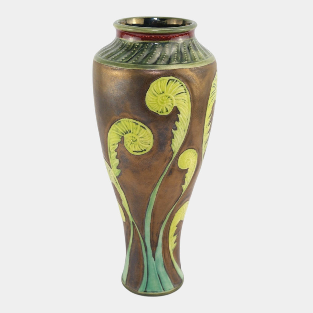 Calmwater Designs Stephanie Young Studio Art Pottery Brown Green Fiddlehead Vase - Just Art Pottery