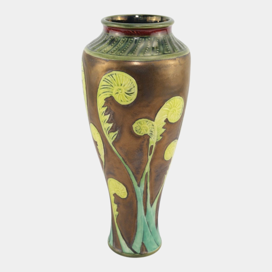 Calmwater Designs Stephanie Young Studio Art Pottery Brown Green Fiddlehead Vase - Just Art Pottery