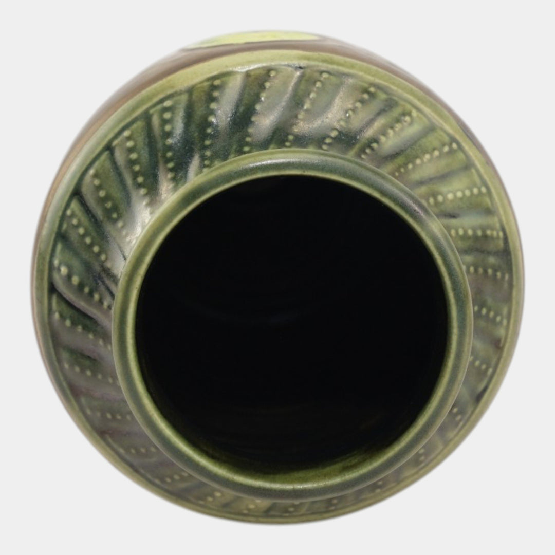 Calmwater Designs Stephanie Young Studio Art Pottery Brown Green Fiddlehead Vase - Just Art Pottery