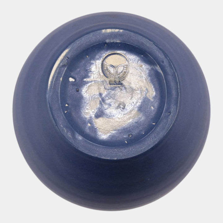 Ephraim Faience 1998 Hand Made Art Pottery SEG Style Water Lily Blue Vase 840 - Just Art Pottery