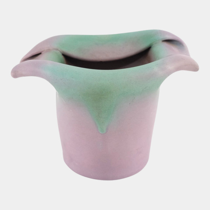 Muncie Pottery 1920s Art Deco Matte Green Over Lilac Vase Shape 432-5 - Just Art Pottery