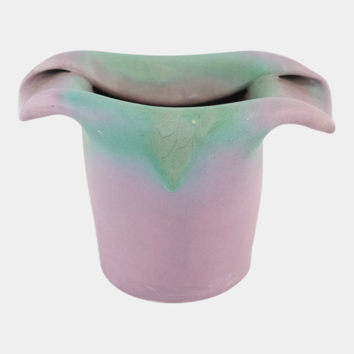 Muncie Pottery 1920s Art Deco Matte Green Over Lilac Vase Shape 432-5 - Just Art Pottery